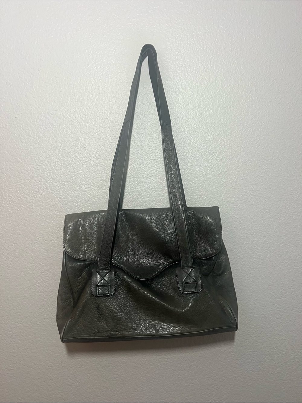 Arrogance Vintage Genuine Leather Shoulder Bag – Dark Green/Grey